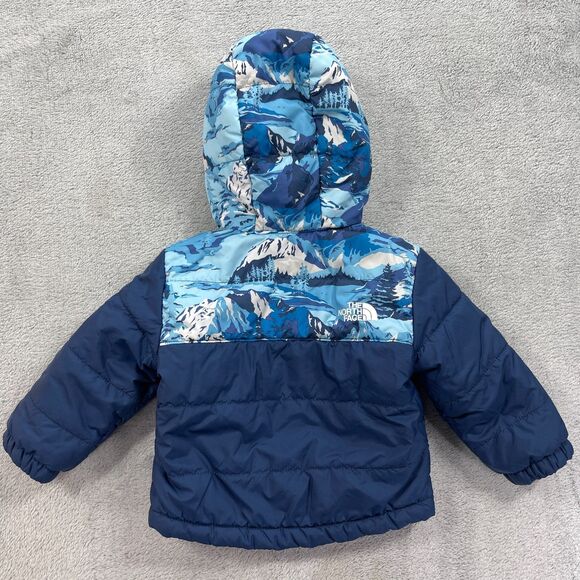 The North Face Reversible Mount Chimbo Jacket Baby 6-12 M Blue Sherpa Full Zip - Picture 3 of 16
